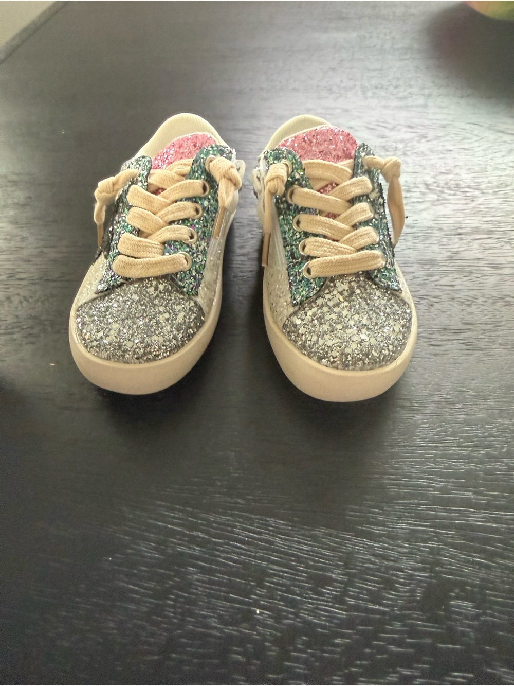 Madison Kids Glitter Sneakers - Silver, Pink & Green